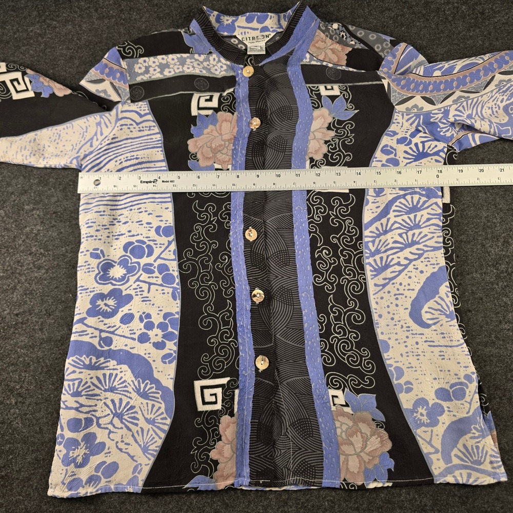 Citron Santa Monica Womens M Asian Inspired Print Button Up Blouse Shirt - Picture 5 of 15